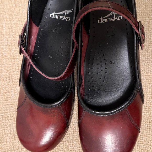 Size 38 / US8 - Dansko Red Mary Jane Leather Clogs - Picture 3 of 4